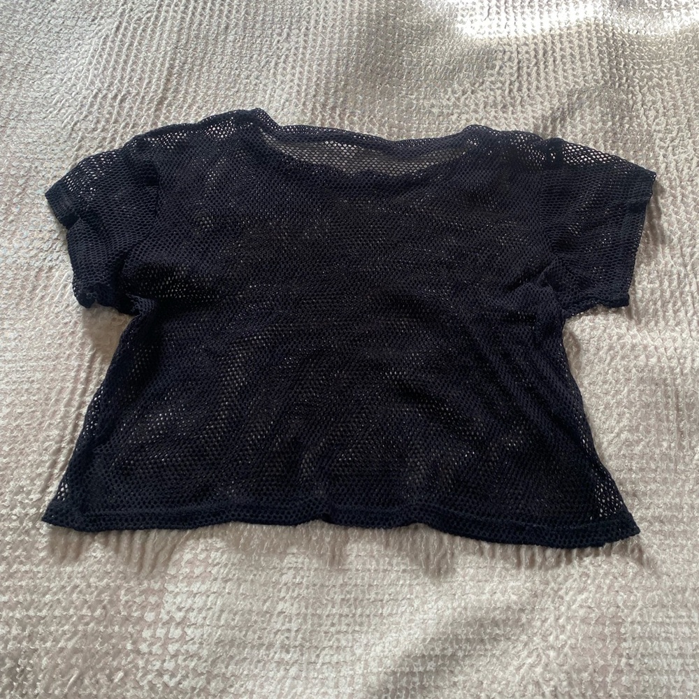 Black Mesh Crop Top